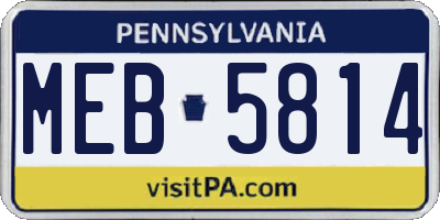 PA license plate MEB5814