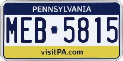 PA license plate MEB5815