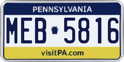 PA license plate MEB5816