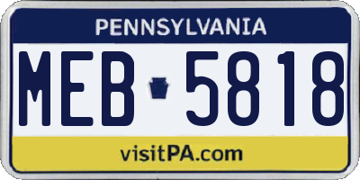 PA license plate MEB5818