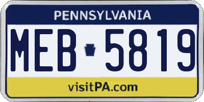 PA license plate MEB5819