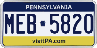 PA license plate MEB5820