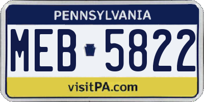 PA license plate MEB5822
