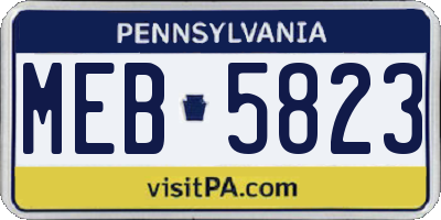 PA license plate MEB5823