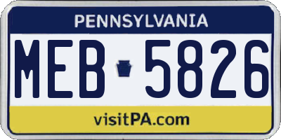 PA license plate MEB5826