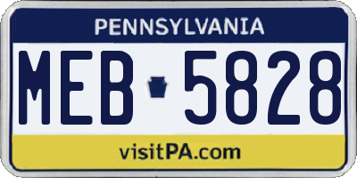PA license plate MEB5828