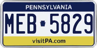 PA license plate MEB5829