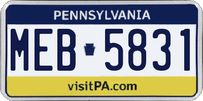 PA license plate MEB5831
