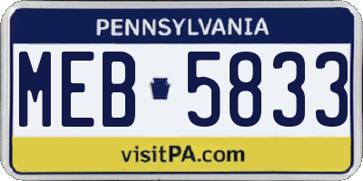 PA license plate MEB5833