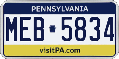PA license plate MEB5834