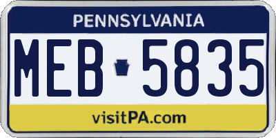 PA license plate MEB5835