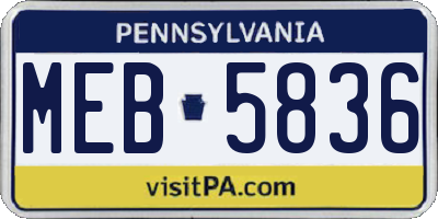 PA license plate MEB5836
