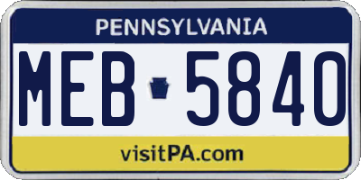 PA license plate MEB5840