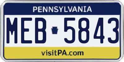 PA license plate MEB5843