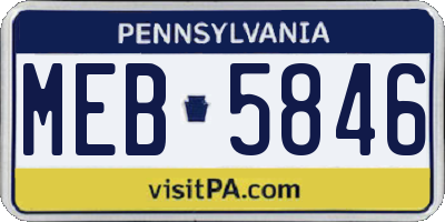 PA license plate MEB5846