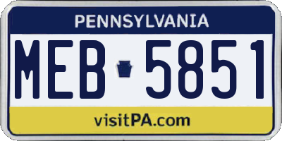 PA license plate MEB5851