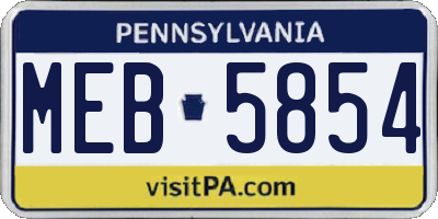 PA license plate MEB5854
