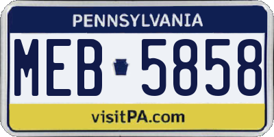 PA license plate MEB5858