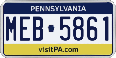 PA license plate MEB5861