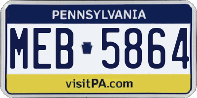 PA license plate MEB5864