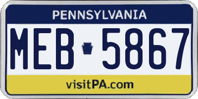 PA license plate MEB5867