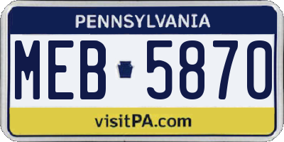 PA license plate MEB5870
