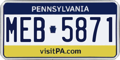 PA license plate MEB5871