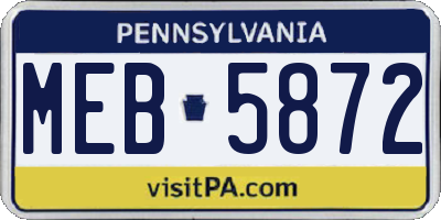 PA license plate MEB5872