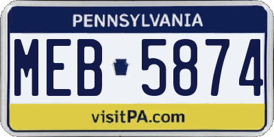 PA license plate MEB5874