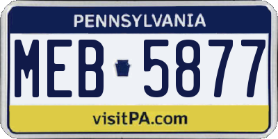 PA license plate MEB5877