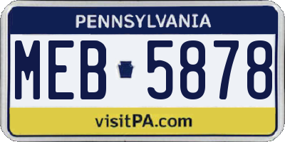 PA license plate MEB5878