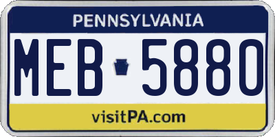 PA license plate MEB5880