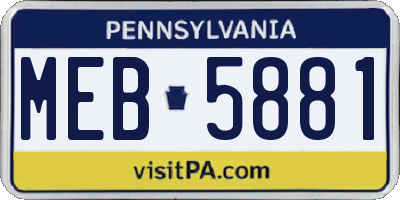 PA license plate MEB5881