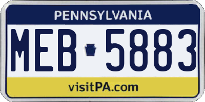 PA license plate MEB5883