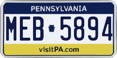 PA license plate MEB5894