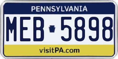 PA license plate MEB5898