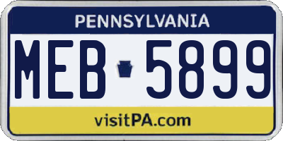 PA license plate MEB5899