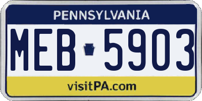 PA license plate MEB5903