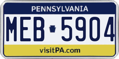 PA license plate MEB5904