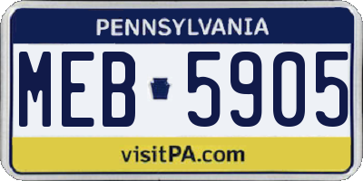 PA license plate MEB5905