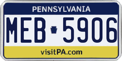 PA license plate MEB5906