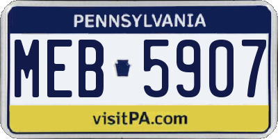 PA license plate MEB5907