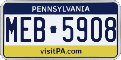 PA license plate MEB5908