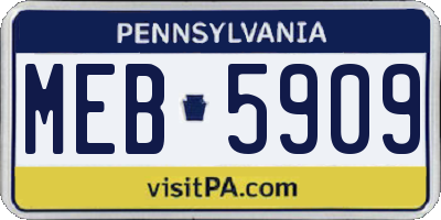 PA license plate MEB5909