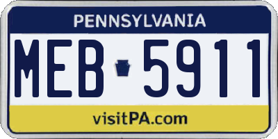 PA license plate MEB5911