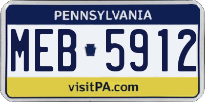PA license plate MEB5912