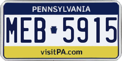 PA license plate MEB5915
