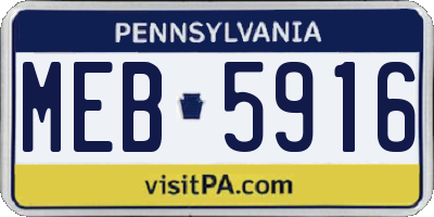 PA license plate MEB5916