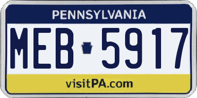 PA license plate MEB5917