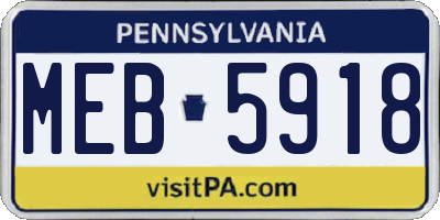 PA license plate MEB5918